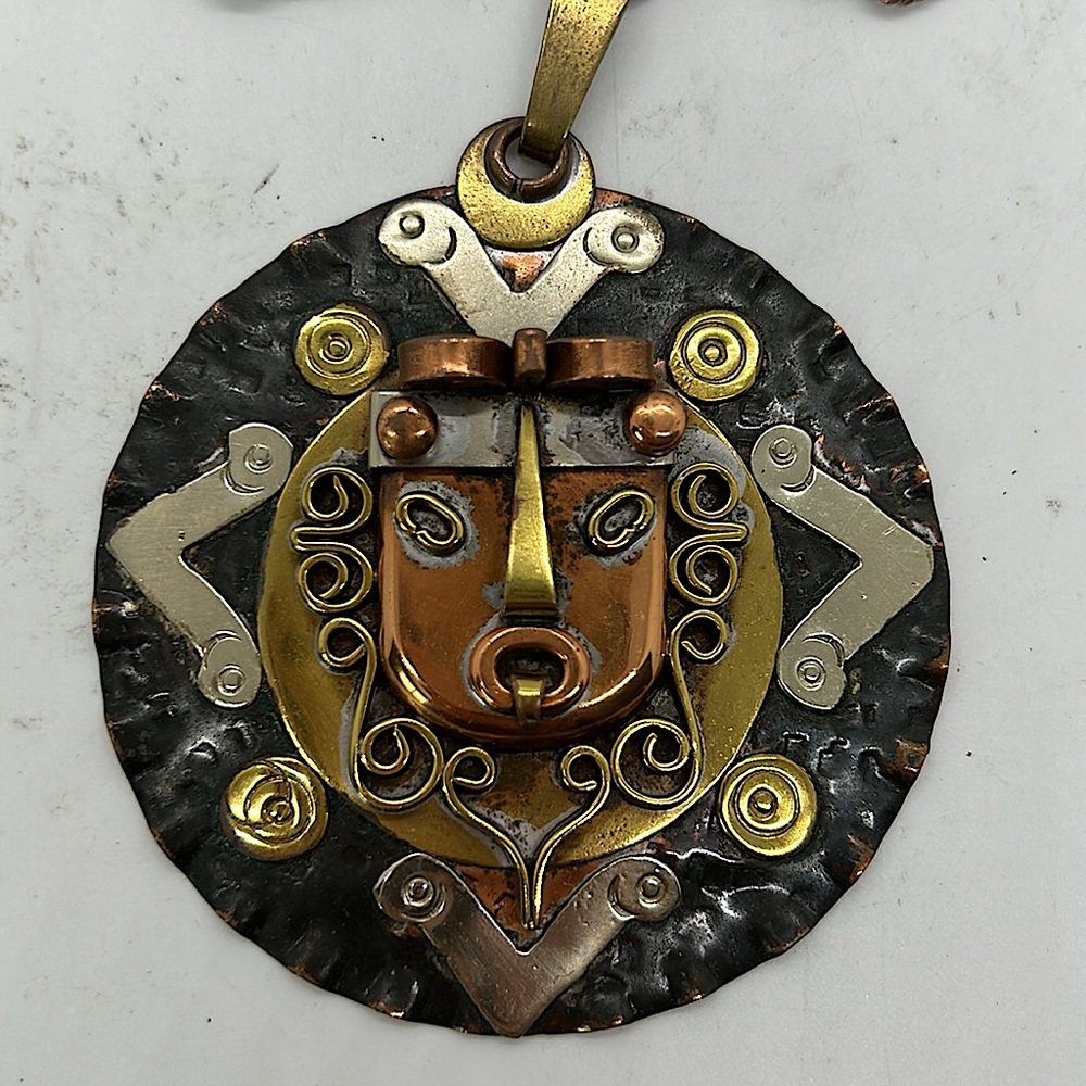 Diaz Santoyo Vintage Aztec Tribal Copper Necklace/Earrings Jewelry Set 🌸🌸 - Picture 2 of 9